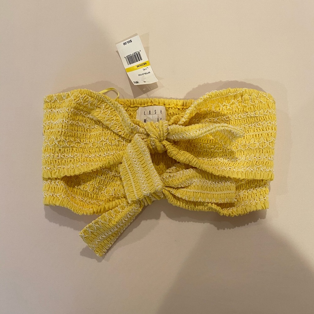 Yellow Smocked Bandaeu Top